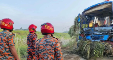 মাওয়া এক্সপ্রেসওয়েতে বাস খাদে পড়ে নিহত ৩, আহত ১৬